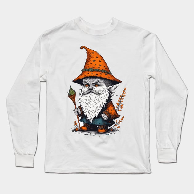 Gnome Celebrating Halloween Long Sleeve T-Shirt by Maria Murtaza